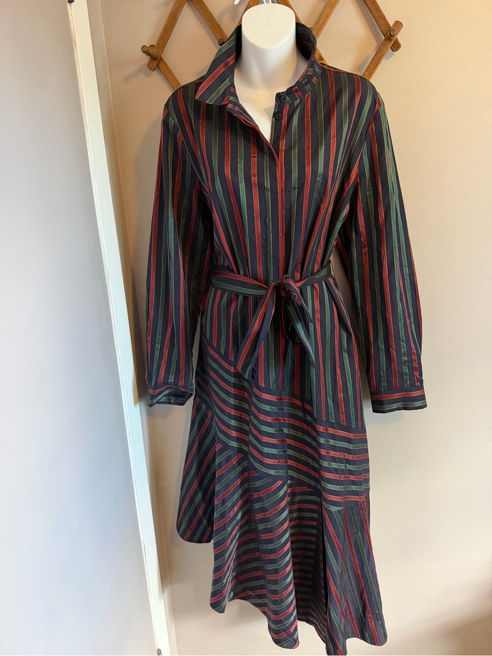 Lafayette 148 New York Striped Asymmetric Shirt Dress NWOT XL